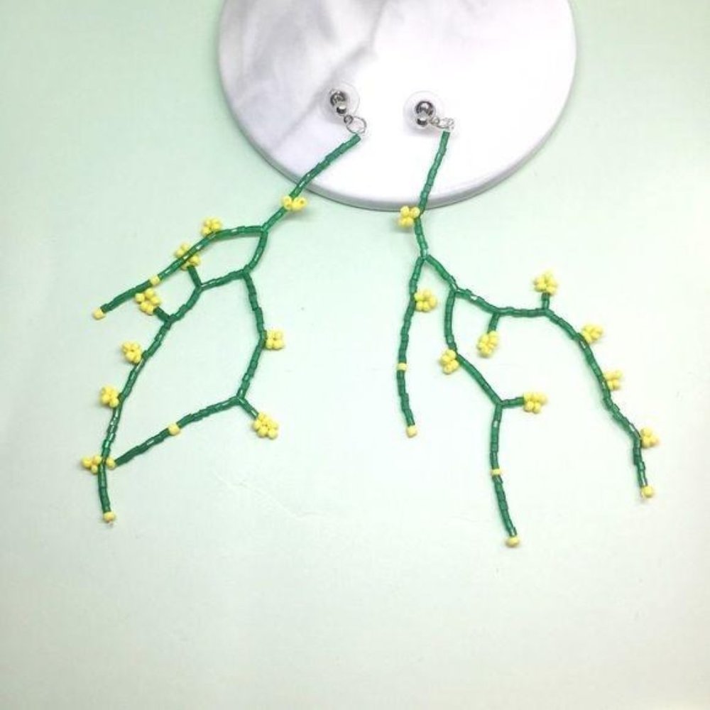 Handmade Plants Bead Tassel Earrings